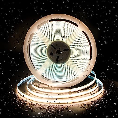 PAUTIX COB LED Streifen Warmweiss 3000K IP65 Wasserdicht,10m 480LEDs/M DC24V LED Strip Light,LED Band CRI93+ für Schlafzimmer Küche DIY Beleuchtungsprojekt (Netzteil nicht enthalten)