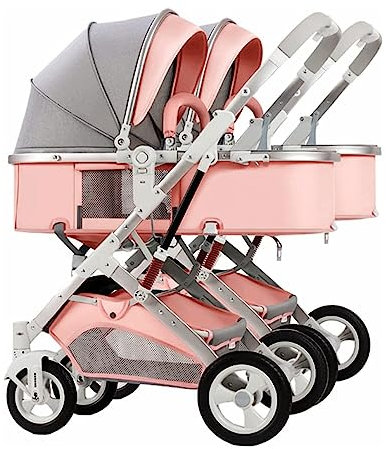 Tragbarer Doppel-Kinderwagen, leichter Doppel-Kinderwagen, einfach zusammenklappbare Kinderwagen, abnehmbarer Kinderwagen zum Sitzen und Liegen