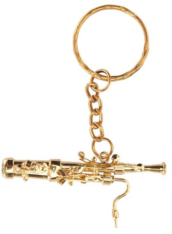Mini Fagott Schlüsselanhänger, Miniatur Musikinstrument Schlüsselanhänger, Bezaubernder Messing Schlüsselanhänger, Musikinstrument Schlüsselanhänger, Gold
