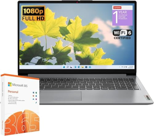 Lenovo IdeaPad 1 Ordinateur Portable pour étudiant, processeur Intel Dual Core, 20 Go de RAM, 1 to SSD + 128 Go eMMC, écran FHD de 15,6, 1 an Office 365, Windows 11 Home, Wi-FI 6, Webcam, Bluetooth,
