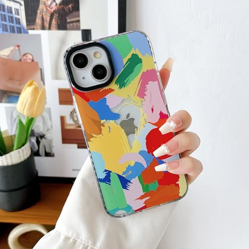 ZTOFERA Compatible with iPhone 15 Case for Girls Women, Cute Bright Graffiti Art Pattern Silicone Protective Phone Case Clear Bumper Shockproof Cover for iPhone 15, Graffiti