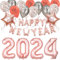 36 Stück Silvester Deko 2024, Silvester Deko Rosegold XXL Folienballon 2024, Happy New Year Banner und Girlande, Silvester Deko für Helium oder Luft
