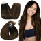 Ugeat Microring Extensions Echthaar 45 cm Ombre Braun Remy Haarverlängerung Echthaar Microring Extensions Balayage Dunkelbraun Glatt 50G für Party 50 Strähnen #2/6/2