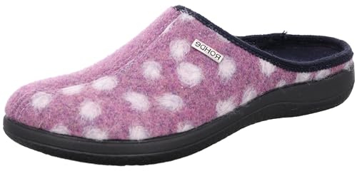 Rohde Damen Hausschuh Filz Pantoffel süße Tupfen Bari 6551, Größe:39 EU, Farbe:Violett