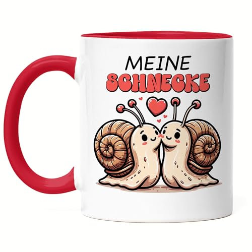 Hey!Print Meine Schnecke Küssende Schnecken Tasse Rot Freund Freundin Romantische Liebe