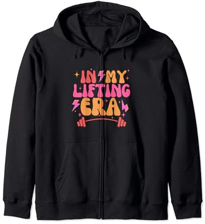 IN MY LIFTING ERA Trendy Groovy Gym Pump Cover for Workouts Zip Hoodie