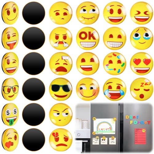 AUAUY 30 Stück Magnete, Emoji Kühlschrankmagnete lustige Smiley Magnets Dekorative für Magnettafel, Kühlschrank, Whiteboard, Küche, Pinnwand Büro, Lustige Süße Magnete Geschenke für Erwachsene Kinder