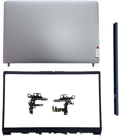 Lyinsen Replacement Laptop LCD Cover Back Rear Top Lid Bezel Hinges with Hinge Cover for Lenovo IdeaPad 1 15ADA7 1 15AMN7 5CB1F36621 Silver