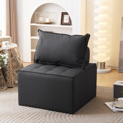 Das armloses Boden-Sofa/Relaxsessel für Wohnzimmer Schlafzimmer Einzelsofa/Einzelsofa mit Rückenlehne /Antifouling- und verschleißfestes Material, pflegeleicht für Wohnzimmer,Schlafzimmer(Schwarz)