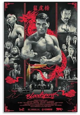 EVMILA Bloodsport Movie Poster Dekorative Malerei Leinwand Wandkunst Wohnzimmer Poster Schlafzimmer Malerei,Wandkunst Bilddruck Moderne Familienzimmer Dekor 24x36inch(60x90cm)