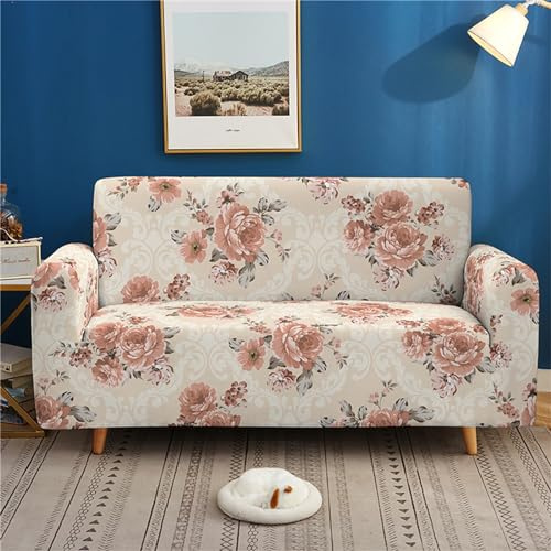 Sofa Überzug Blumenmuster Sofabezug Druck Sofaschoner rutschfest mit Armlehne, Universal Sofabezüge, Anti-Haustierkratzer Sofa Slipcovers, Waschbare Sofa Cover 1 Sitze