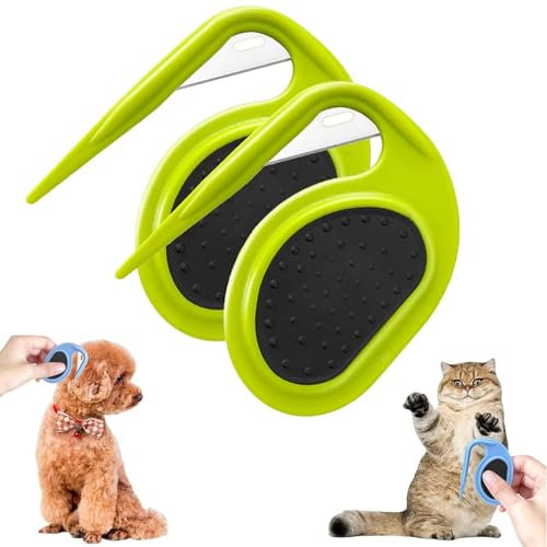 FUXNGZI Pet Knotting Comb, Entfilzer mit Stahlklinge, Entfilzungsmesser Katze, Splitter Fell-Entwirrer Entfilzungskamm für Hunde entfernt Unterwolle & Verfilzungen (A-Grün)