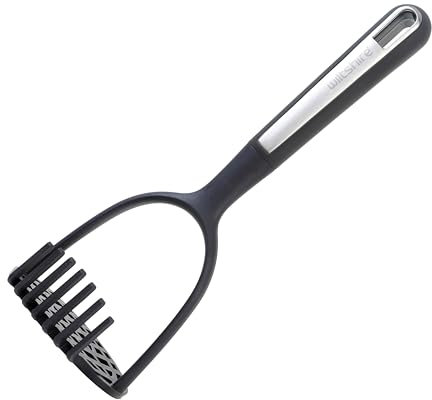 Wiltshire Aspire Potato Masher, Food & Vegetable Ricer, Food Crusher with Spaghetti Strainer, Heat-Resistant Utensil, Non-Stick, Non-Scratch, Anti-Slip Soft Touch Handle, Grey & Silver, 28.3x10x8.8cm
