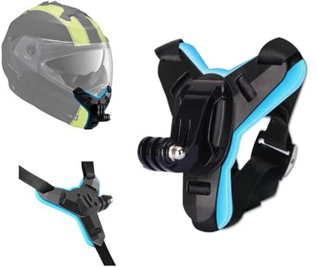 Support Casque Moto pour Action Cameras | Fixation Universelle pour Caméras Compatibles GoPro, DJI, Insta360 | Sangle Antidérapante avec Réglage Flexible