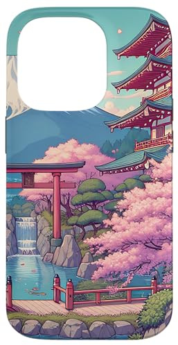 Anime Lofi Japanische Landschaft Mount Fuji Torii Gate Hülle für iPhone 14 Pro