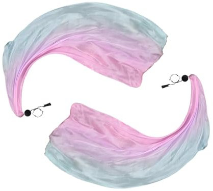 Hitopin 1 Paar BäLle FüR Bauchtanz,Schal werfen Ball,Poi-Streamer-Wurfball,Bauchtanz-Poi-Luftschlangen Seidenschleier,Poi Streamer Wurfball FüR Bauchtanz-Performance, Für Partys Tänze Aufführungen