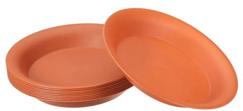 PATIKIL 7 Inch Plant Saucer Tray, 10 Pack Plastic Drip Tray Round Collects Excess Water Flower Pot Drainage Trays for Heavy Indoor Outdoor Pans, Terracotta