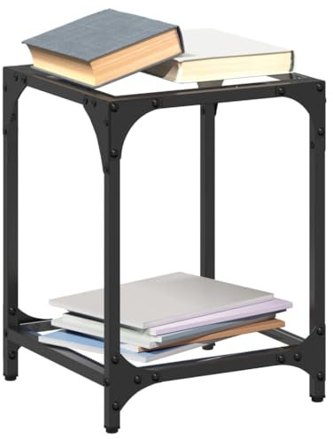 vidaXL Couchtisch mit Glasplatte, Kaffeetisch mit Edelstahlgestell, Sofatisch für Wohnzimmer, Beistelltisch Teetisch, Transparent Stahl