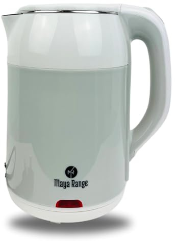 Maya Range 1.8L Cordless Electric Kettle, 2200W Fast Boil with Anti-Scale Filter, Push and Pull Lid, Stainless Steel Interior, Auto Shut Off Safety and Boil Dry Protection (Light Gery)