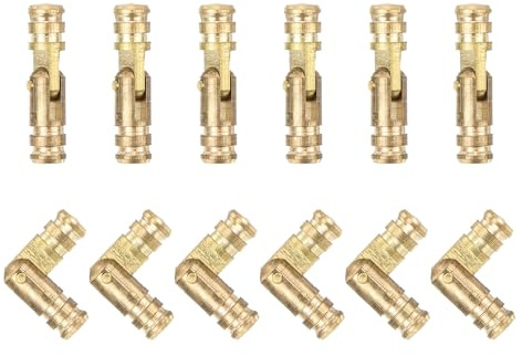 QUARKZMAN 12 Stück Scharnier unsichtbares Messingfass 17 x 4 mm verdeckte Scharniere, klappbarer Zylindergriff verdeckte Fässer für DIY Souvenirboxen, Reißverschluss für Schranktür