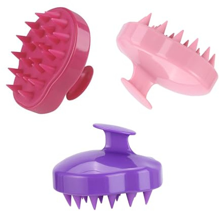 Scalp Massage Brush [Wet & Dry], Shampoo Hair Brush for Exfoliating and Head Massage, Silicone Comb Care Hair Root, Healthy Head without Dandruff, Stimulates Hair Growth（Pack of 3）