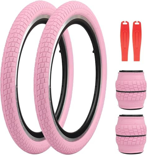 ZUKKA 2er-Pack 20 x 2,125 Fahrradreifen 20 Zoll Kinder Fahrradreifen Folding Ersatzreifen Passend für Kinderfahrräder, BMX-Reifen,Rosa