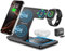 EXW 3 in 1 Wireless Charging Magnetic Station Foldable For iPhone 16/15/14/13/12/11 Apple Watch Airpods Samsung Phone Charger With Adapter 18W Black