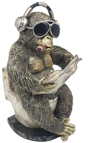 Lesser & Pavey Attitude Loo Time Gorilla Decor Animal Figurine Large | Decorative Piece, Freestanding Construction, Display Ready Accent, Ideal for Home and Office Decor, Unique Gift Selection
