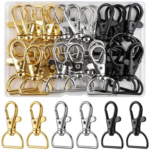 Caianwin Lot de 30 anneaux en D en macramé pour porte-clés | Mousqueton porte-clés avec fermoir à visser pour pendentifs en macramé, fabrication de bijoux