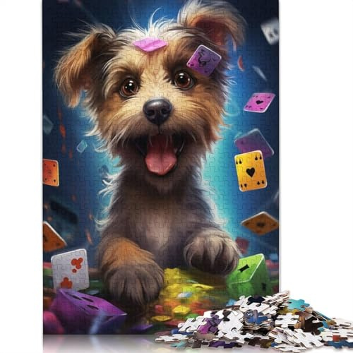 1000 Stück Erwachsene Puzzle Kreative Rechteck Hund Form Poker Spieler Papier Puzzle Lustiges Lernspielzeug 38x26cm/1000 Stücke