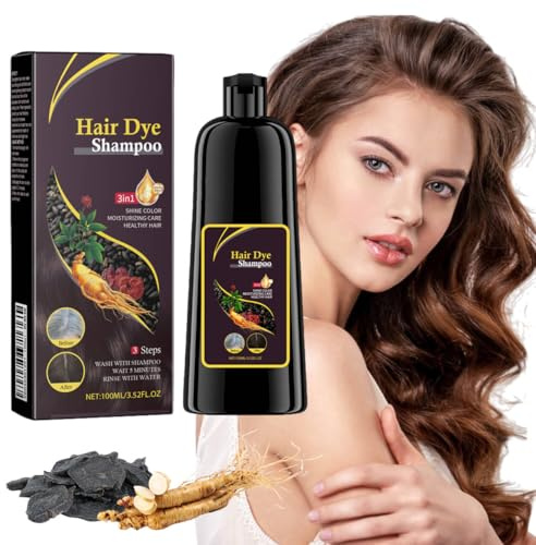 Hair Dye Shampoo 3 en 1 Cubre Canas, 100ML Marrón Hair Dye Shampoo 3 en 1, 100ml Champu para Canas Pelo Marrón, Champú para Cabello Brown Instantáneo Champu Colorante Tinte para Hombre y Mujer