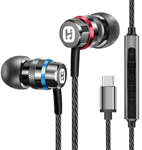 HIFI WALKER HiFi USB-C In-Ear Kopfhörer mit Mikrofon, Kabelgebundene Ohrhörer mit DAC-Chip und In-Line-Steuerung, 9,2 mm Dynamiktreiber, Aluminium-Gehäuse für Handy, Tablet und Laptop