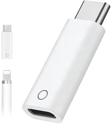 Adapter für Apple Pencil 1 auf USB‑C, Ladeadapter USB‑C, Bluetooth Kopplung & Laden Kompatibel mit Apple Pencil 1st Gen iPad 11 10th, USB C Stecker, Pairing & Laden