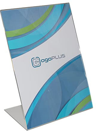 ogoPLUS L-Ständer Din A3 Hochformat / Acryl Tischaufsteller, Flyer Ständer, Menükartenhalter, Infoschild, Werbeträger, Acrylglas Preisschild, Aufsteller Werbung