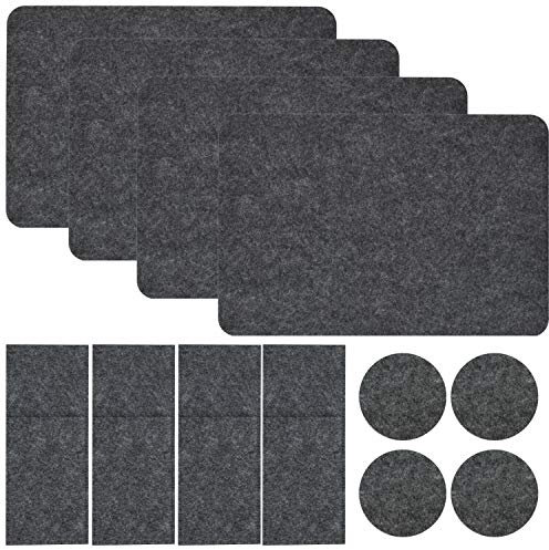 DuneDesign Filz Tischset Bestecktasche Untersetzer 43x30 cm Platzset Grau