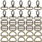 witgift 60 Stück Drehgelenk Karabinerhaken D Ringe 25mm Ring Schnalle Tasche Halbringe Gurtversteller Rucksackschnalle Spannschnallen für Taschen Zubehör Zum Nähen,Bronze