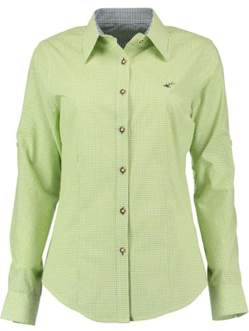 OS Trachten Damen Bluse Langarm Trachtenbluse mit Liegekragen Ututu