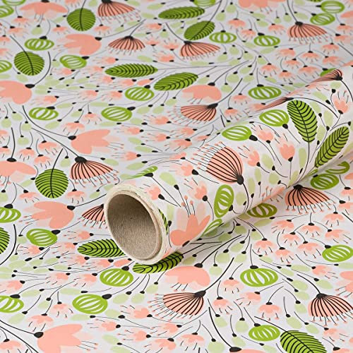 Geschenkpapier Blumen Art Deco, Geburtstagspapier, 0,70 x 10 m