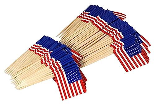LABRIMP 200 Palillos De para Aperitivos con Americana De Estados Unidos En Decoración De Madera Palillos De Internacional Palillos De