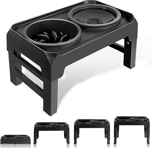 Cuencos elevados para Perros de 4 Alturas Ajustables, Soporte Elevado para Cuencos de Comida y Cuenco de Agua antiderrames, se Ajusta a Alturas de 3.2 Pulgadas, 8.7 Pulgadas, 10.2 Pulgadas, 11.8
