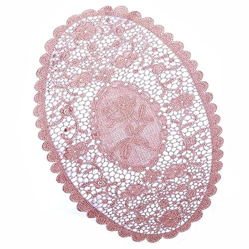 4 Stück Bestickte Tischmatte, 41*31cm Platzsets Spitze ovale Tischdecke mit Blumenmuster Spitzendeckchen Häkeldeckchen Vintage-Tassenmatte, Vasenmatte Untersetzer für Küche,Esszimmer,Party,Hochzeit