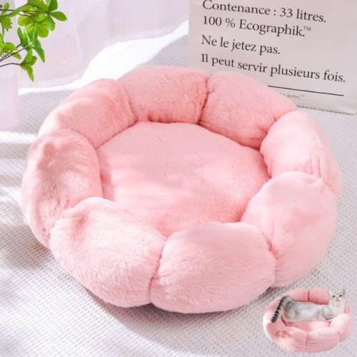 DOTBUY-SHOP Hundebet Katzenbett Hundekissen Grosse Hunde Kissen, Blumenform Plüsch-Hundekorb Hundebett Waschbar, für Welpe, Katzen, Kätzchen, Haustiere (60cm,Rosa)