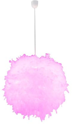 GLOBO LED Pendellampe dimmbar mir Fernbedienung LED Hängelampe Federlampe Schlafzimmerlampe Wohnzimmer, Textil weiß Federn, 8,5W 806m warmweiß, DxH 60x130 cm