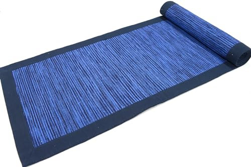 GINEVRA, Tappeto in Cotone, per Cucina, Lavabile, Double face, con bordo fettuccia (60x250cm, Blue)