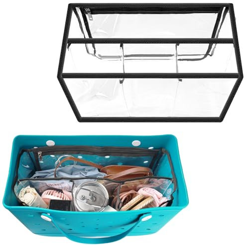 Yesongreat Transparenter Strandtaschen-Organizer, Zubehör für Bogg Bag, Größe XL, wasserdichte Trennwand, geeignet für Bogg Bag, organisieren Sie Ihre Tasche und teilen Sie Platz (schwarz)