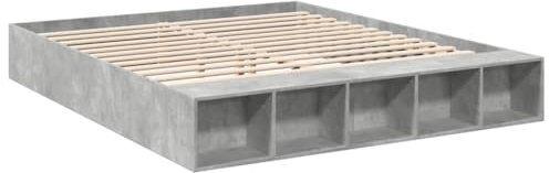 vidaXL Bettgestell, Bett mit Stauraum für Schlafzimmer, Bettrahmen mit Lattenrost, Schlafzimmerbett Doppelbett, Betongrau 180x200cm Holzwerkstoff