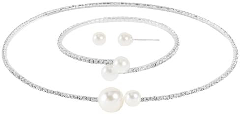 VIUWIZE 3-teiliges Perlen-Halsketten-Set, offene Perlenkette, Perlenkette für Damen und Mädchen, Schmuck