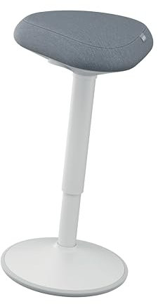 Leitz Ergo Active Stehhocker mit Dual Density Foam Komfortsitz, Bürohocker höhenverstellbar von 57 bis 82cm, Sitzbezug aus 100% Recycling-Material, Für bis zu 110kg, Ergo Serie, Hellgrau, 65450085