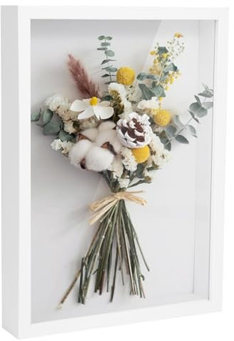 Cadre de Boîte D'Ombre,A4 Cadre 3D Profond 22.7x31.4cm cm Cadre Profondeur Cadre Photo 3D à Remplir, Cadre D'Objet En Bois, Cadre Vitrine Profond pour Fleurs Médailles Souvenirs Photos Objet Médailles
