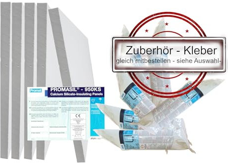 Promat PROMASIL® 950-KS Isolierplatte Wärmedämmplatte Brandschutz A1 DIN 4102 Format 1000 x 500 Stärke von 30-80 mm (Promat®-Kleber K84 im Schlauch a.1 kg, 1 Stück)